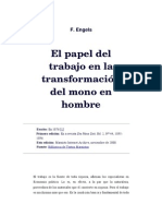 11 (1876) Engels. El Papel Del Trabajo en La Transformacion Del Mono en Hombre