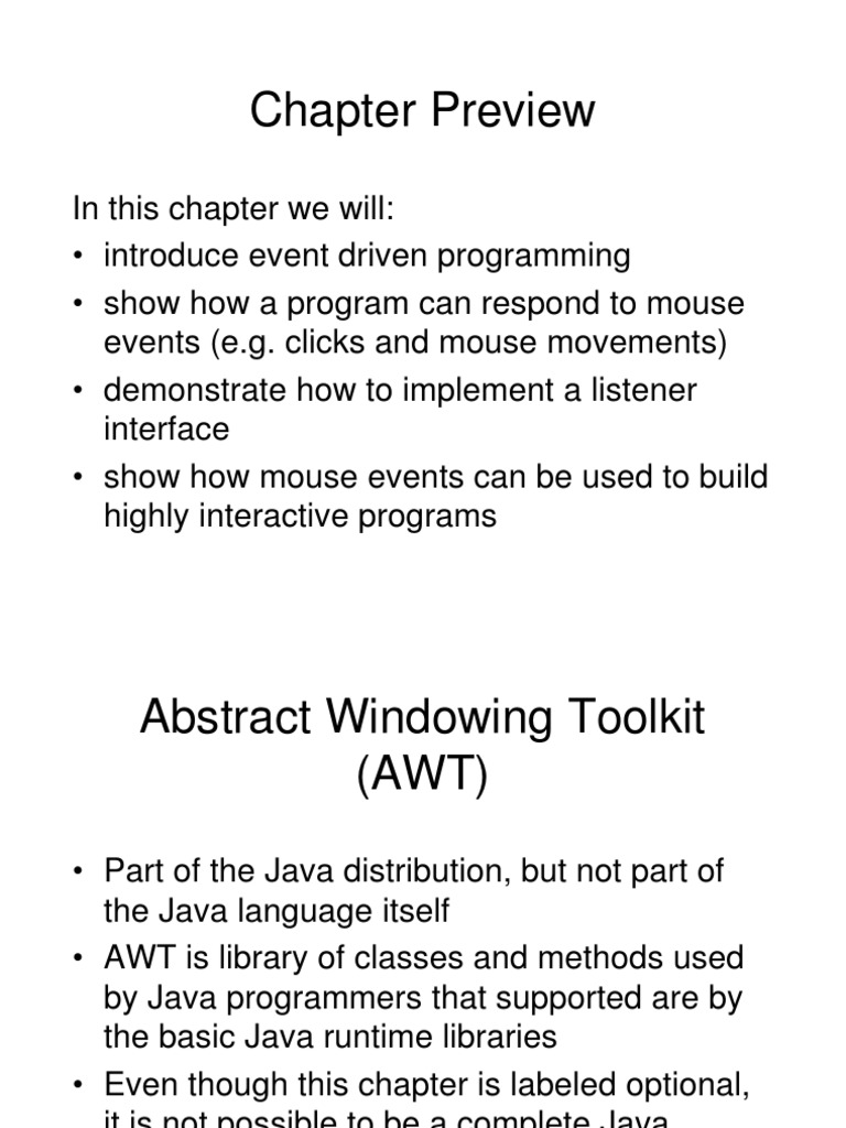 Event-Driven Programming with AWT | PDF | Java (Programming Language ...