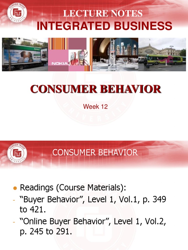 Integrated Business: Lecture Notes | PDF | Consumer Behaviour | Behavior
