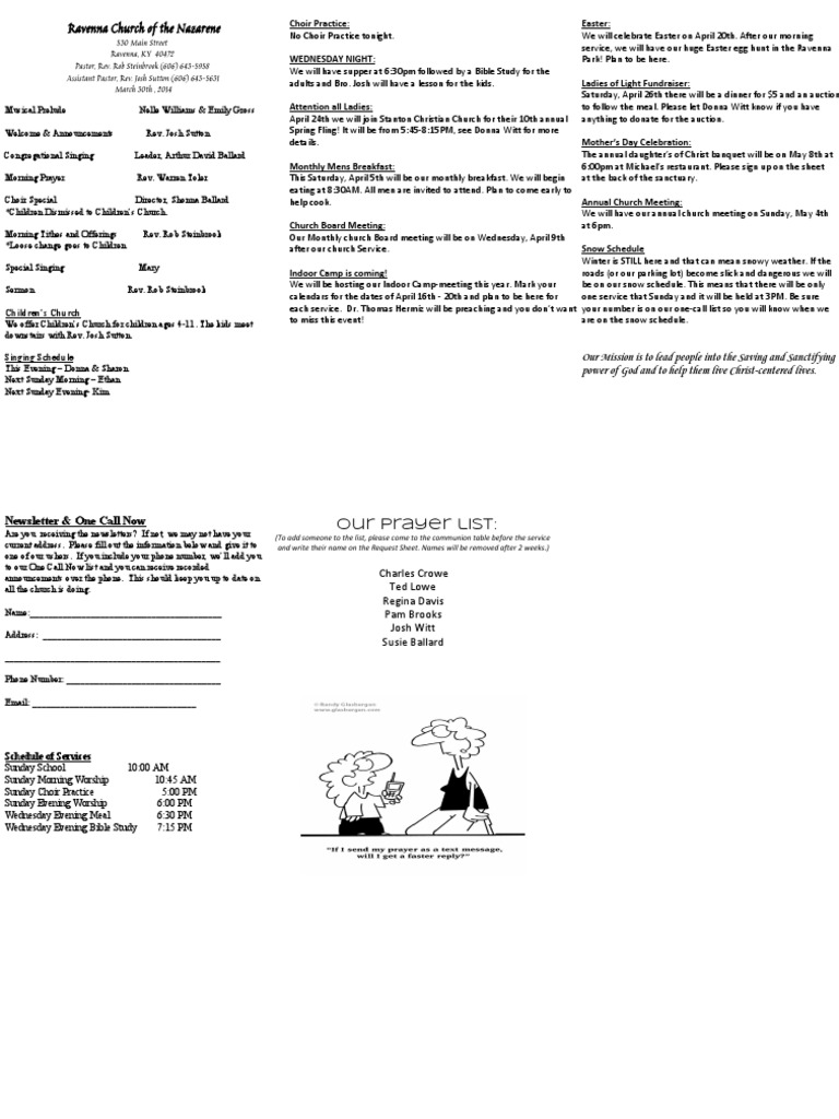 Our Weekly Church Bulletin PDF Easter Protestantism