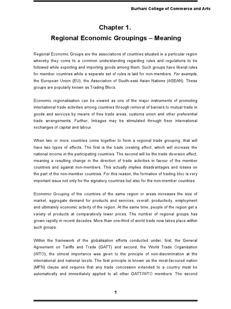 Overview of Regional Economic Groupings | PDF | European Union | Trade