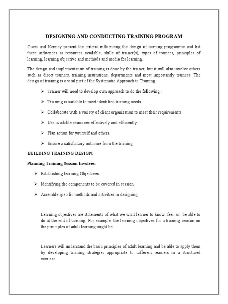 Trainning Design | PDF | Educational Assessment | Learning Styles