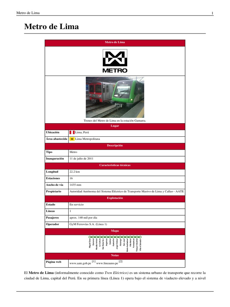 Avances en la Línea 1 del Metro de Lima | PDF | Transporte ferroviario ...