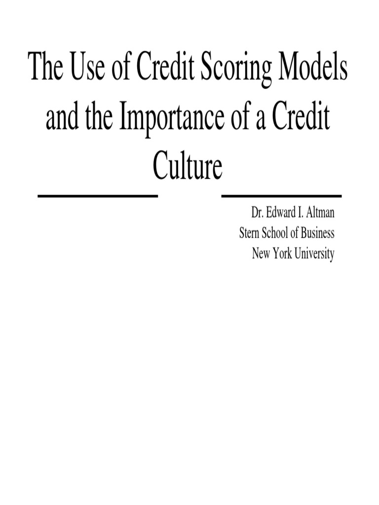 Altman Credit Scoring Model Update | PDF