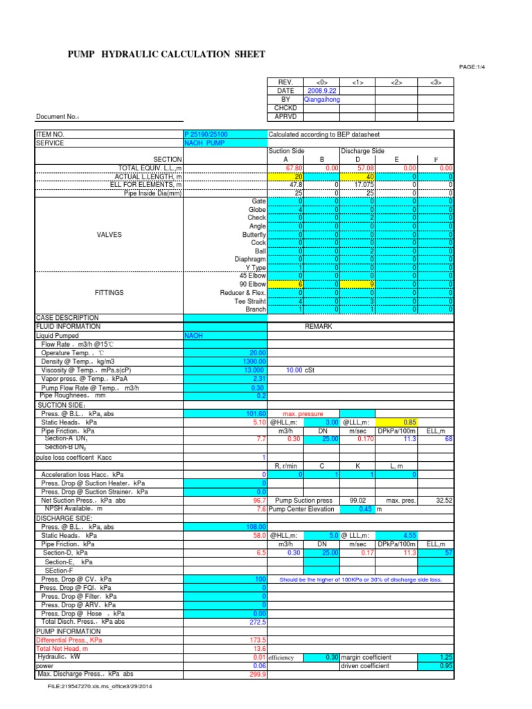 Pump Calculation Pdf