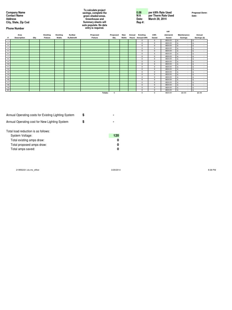 Company Name 0.08 Per KWH Rate Used Contact Name N/A Per Therm Rate