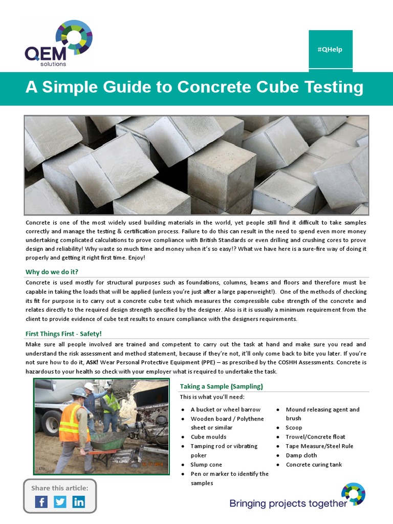 QHelp a Simple Guide to Concrete Cube Testing Concrete Reliability