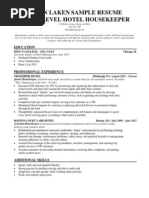 Hotel Houskeeping Resume Sample Glenn Laken