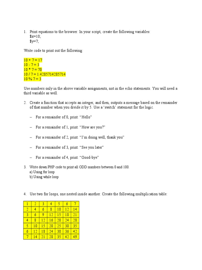Write down php code to print all odd numbers between 0 and 100 a