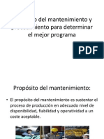 Propósito Del Mantenimiento y Procedimiento para Determinar El