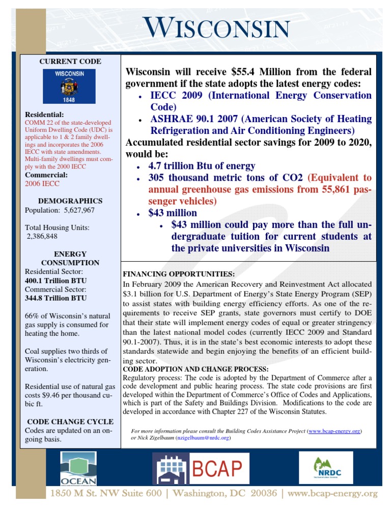 Wisconsin Energy Code Adoption Benefits | PDF | Efficient Energy Use ...