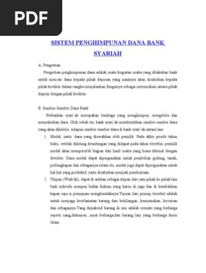 Sistem Penghimpunan Dana Bank Syariah