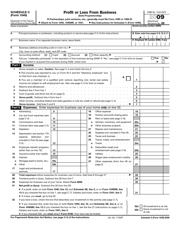 Schedule C (Form 1040) Expense Cost Of Goods Sold