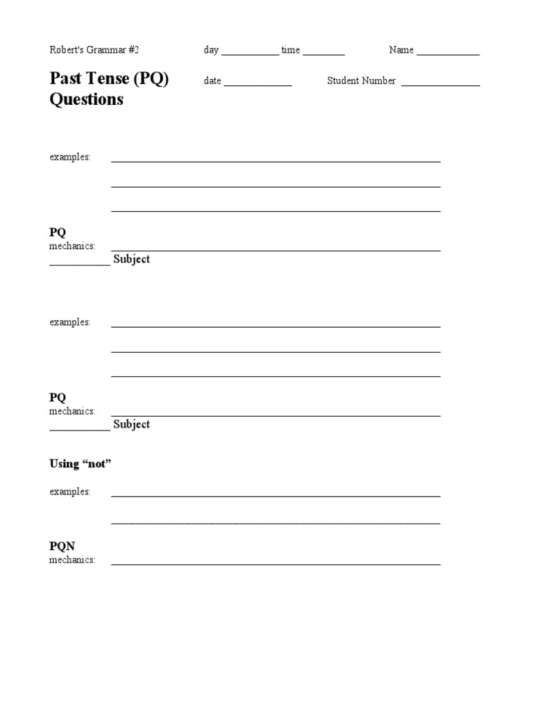 Past Tense Grammar Exercises | PDF