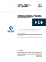 Ntc2037 Requisitos de Seguridad para Sistemas, Sub Sistemas y Componentes de Detencion de Caidas