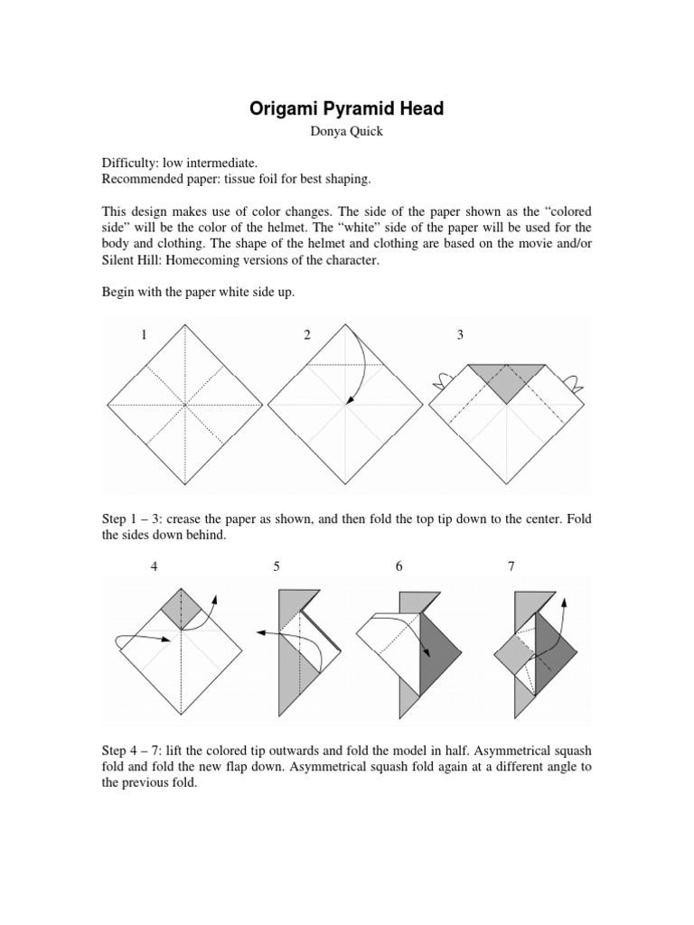 Origami Pyramid Head Instructions | PDF | Origami | Leisure