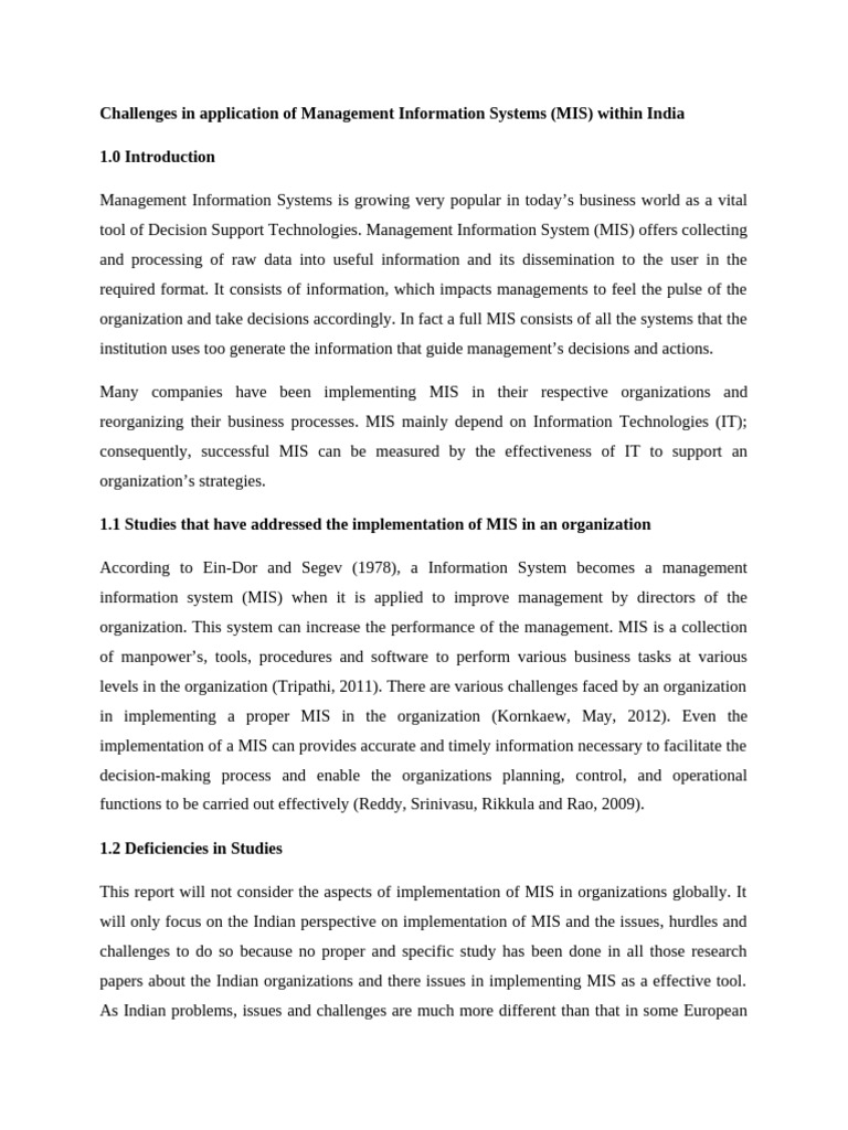 Challenges Of Management Information Systems Management Information System Information System