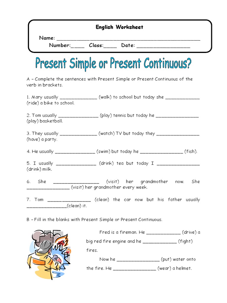 Present Simple vs. Continuous Worksheet | PDF | Language Arts & Discipline