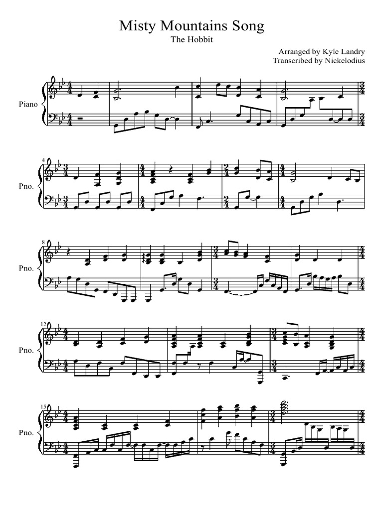 The Hobbit Misty Mountains Song