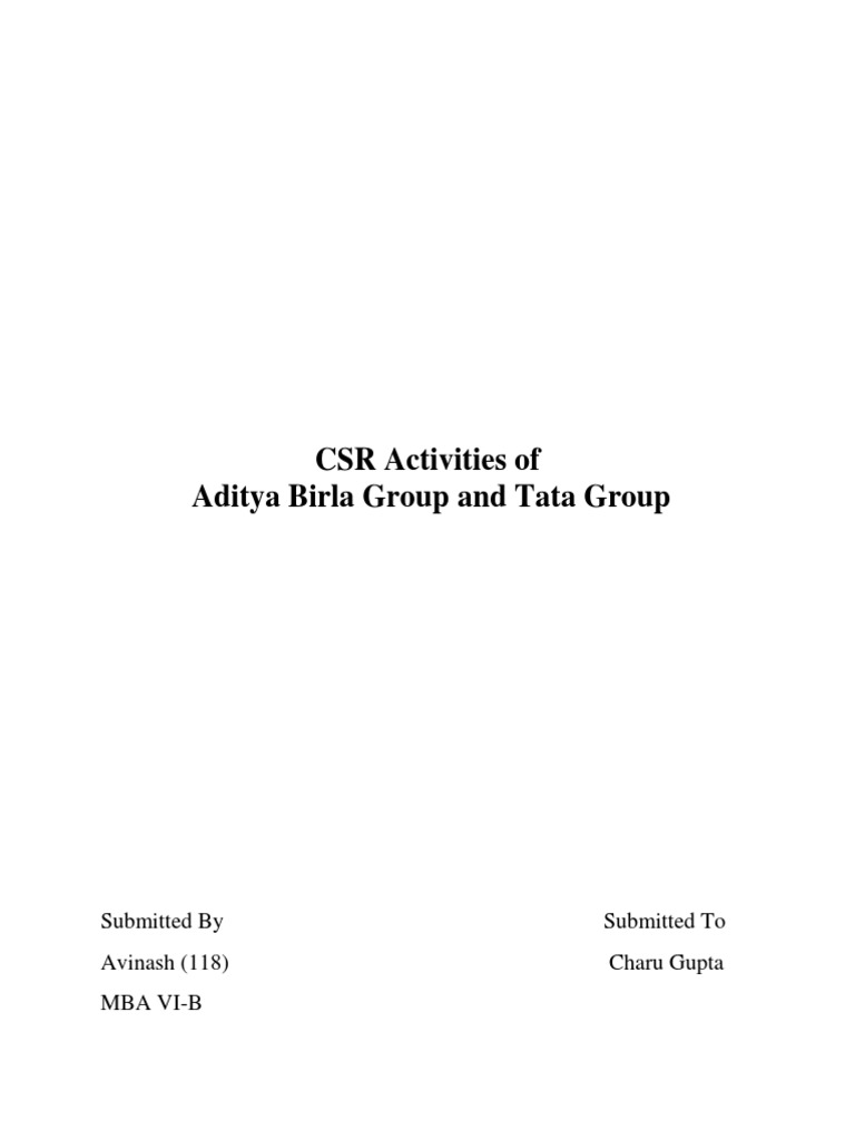 CSR Initiatives of Aditya Birla & Tata | PDF | Corporate Social ...
