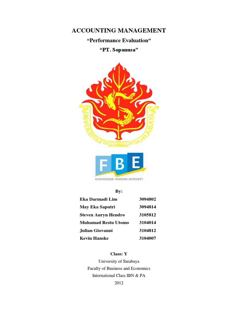 Performance Evaluation Accounting Management Pdf Profit