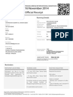 Official Receipt for Penang Bridge International Marathon Registration