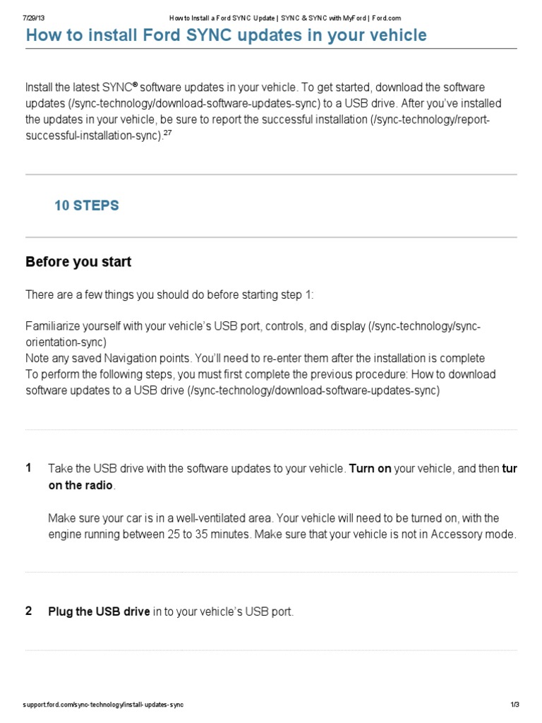 How long does it take to download ford sync update