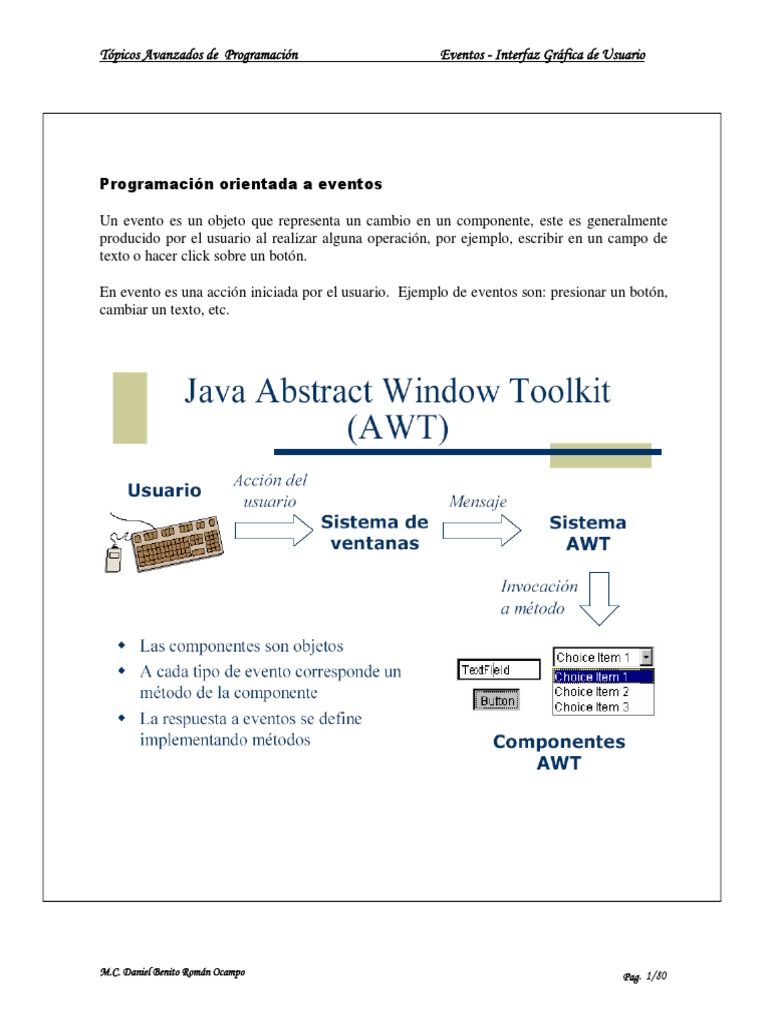 Programación y GUI: Eventos y Componentes | PDF | Java (lenguaje de ...