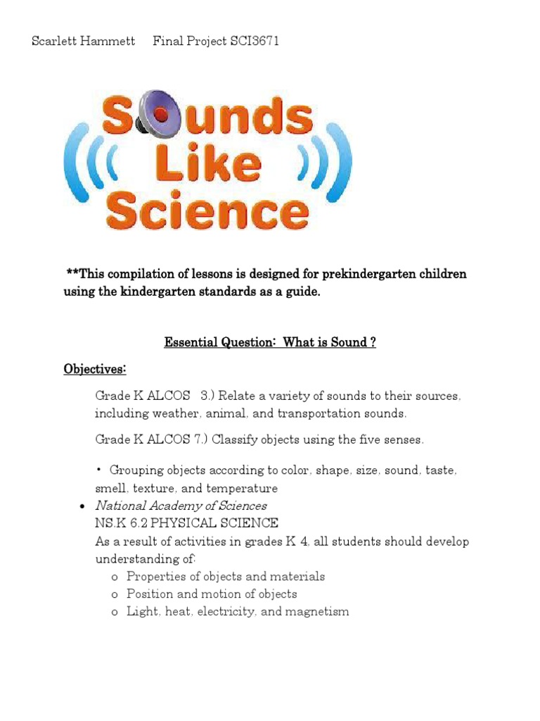 Sound Lessons For Final Project | PDF | Sound | Physics