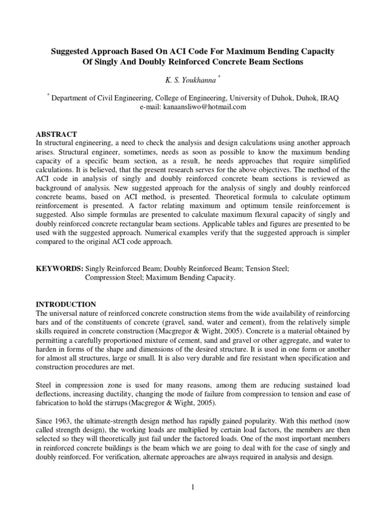 Suggested Approach Based On ACI Code For Maximum Bending Capacity of