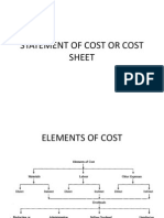 Statement of Cost or Cost Sheet