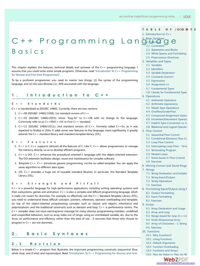C++ Programming Language: Basics | PDF | Data Type | C++