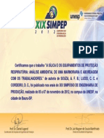 XIX SIMPEP CORDEIRO, D.C. Certificado de Publicação de Artigo