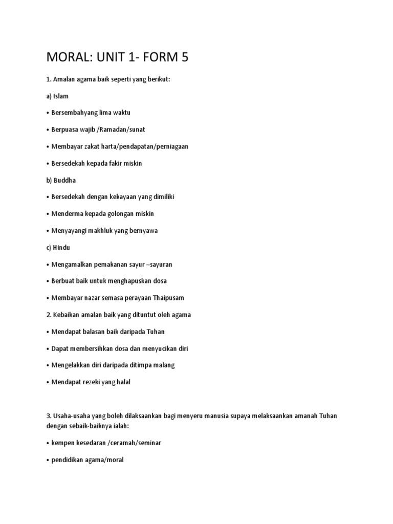 Moral Tingkatan 5 Nota  PDF