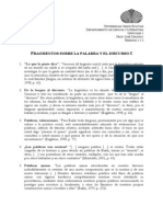 Fragmentos Sobre La Palabra y El Discurso I