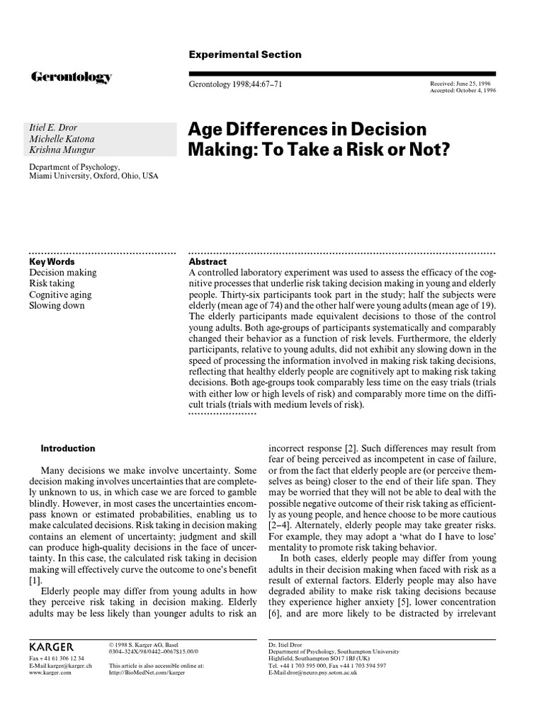 GER Age Decisions | PDF | Risk | Decision Making