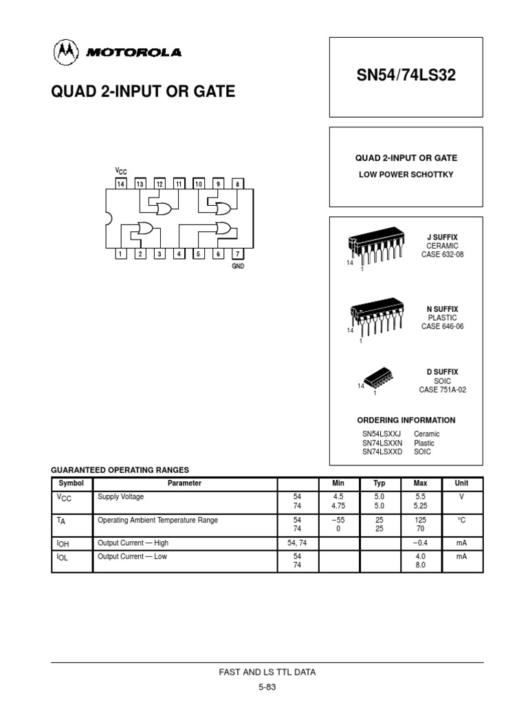 Datasheet 74LS32 | PDF | Home & Garden | Technology & Engineering