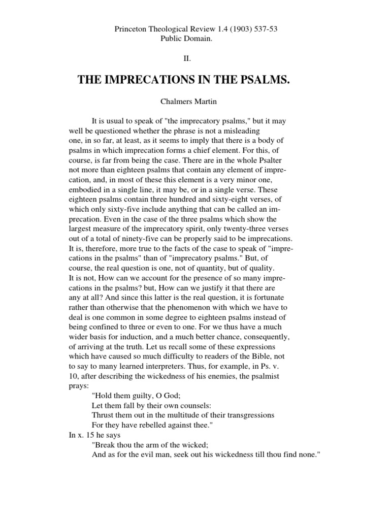 Imprecations in the Psalms Explained | PDF | Hatred | David