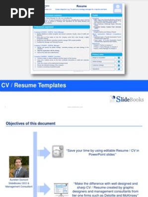 Resume / CV templates in editable Powerpoint
