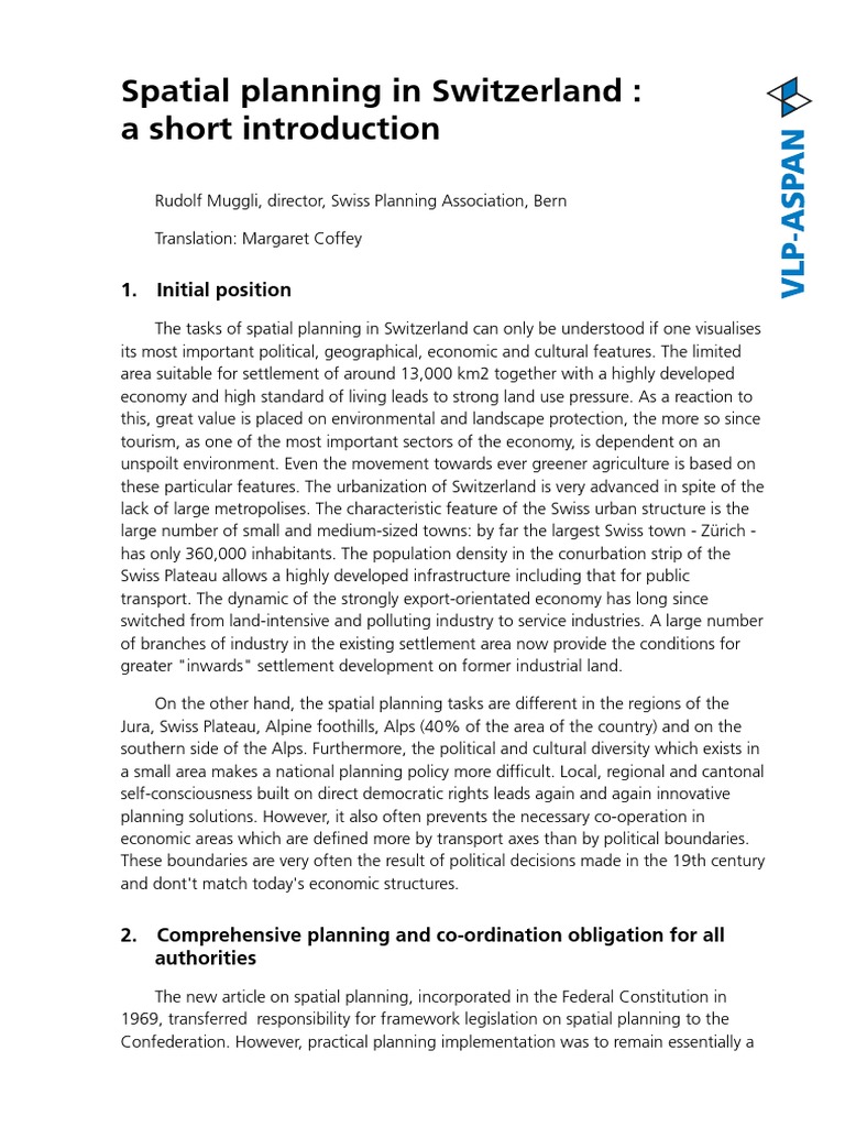 Spatial Planning in Switzerland | PDF | Switzerland | Infrastructure