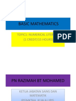 Basic Mathematics: Topic1: Numerical Literacy (1 Credit/15 Hours)