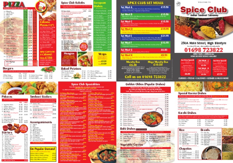 Spice Club Menu PDF Kebab Curry