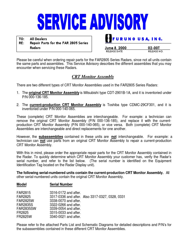 Repair Parts For FAR2805 Series Radar | PDF | Radar | Amplifier