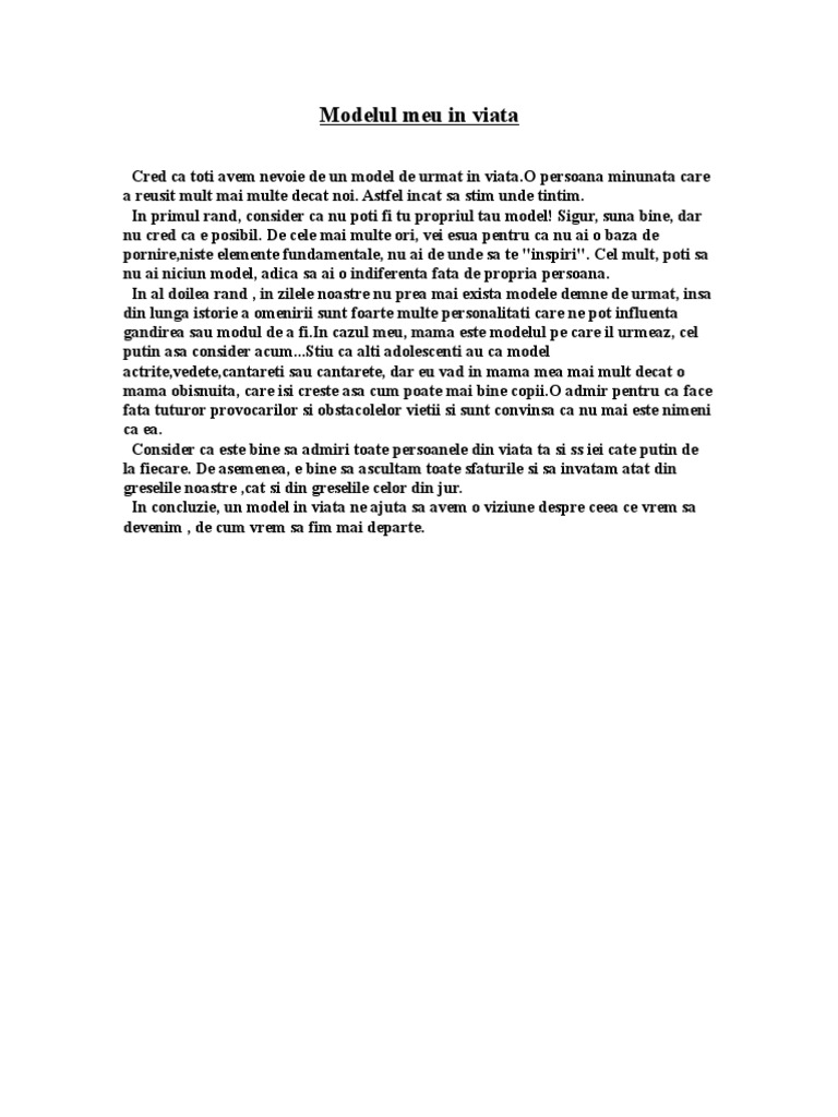 Modelul Meu In Viata