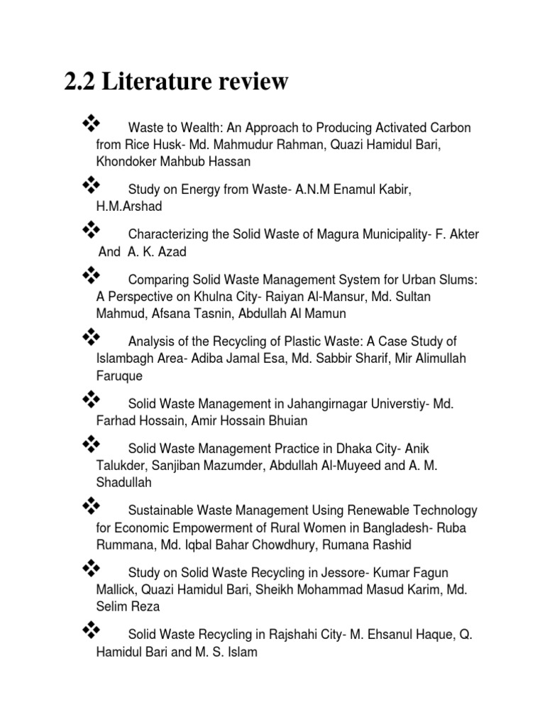 Literature Review on Solid Waste Management | PDF | Bangladesh ...