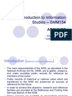 Introduction To Information Studies - SMM154: Archives