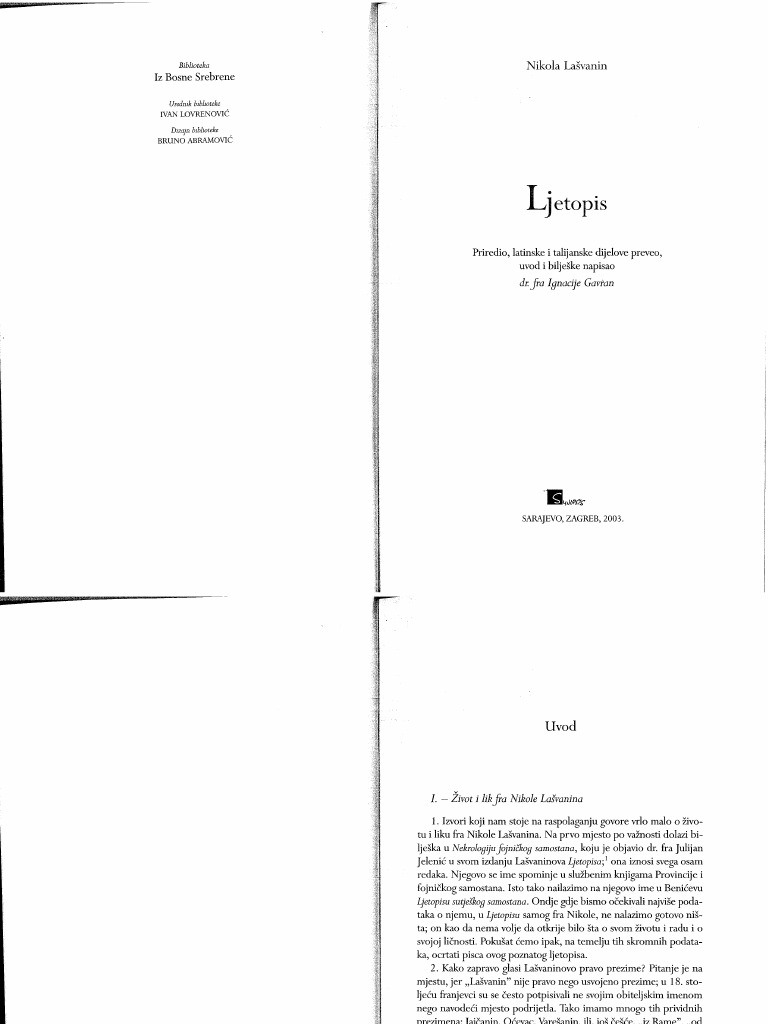 Ljetopis Nikola Lasvanin | PDF