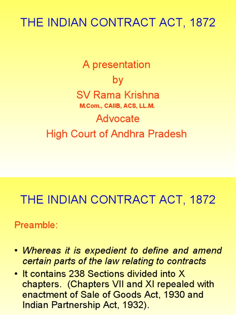 Overview of the Indian Contract Act 1872 | PDF | Guarantee | Contract Law