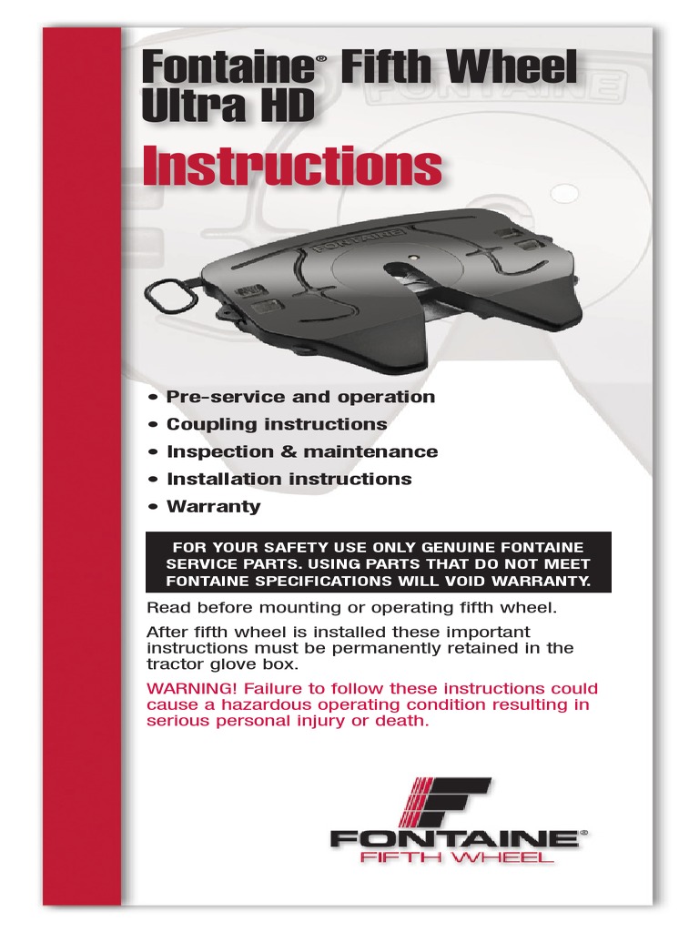 Instructions Repair Fifht Wheel (Fontaine) Trailer (Vehicle
