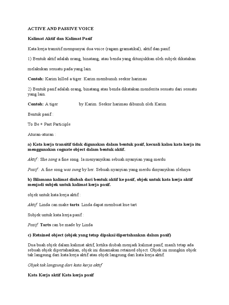 Contoh 10 Soal Tentang Passive Voice